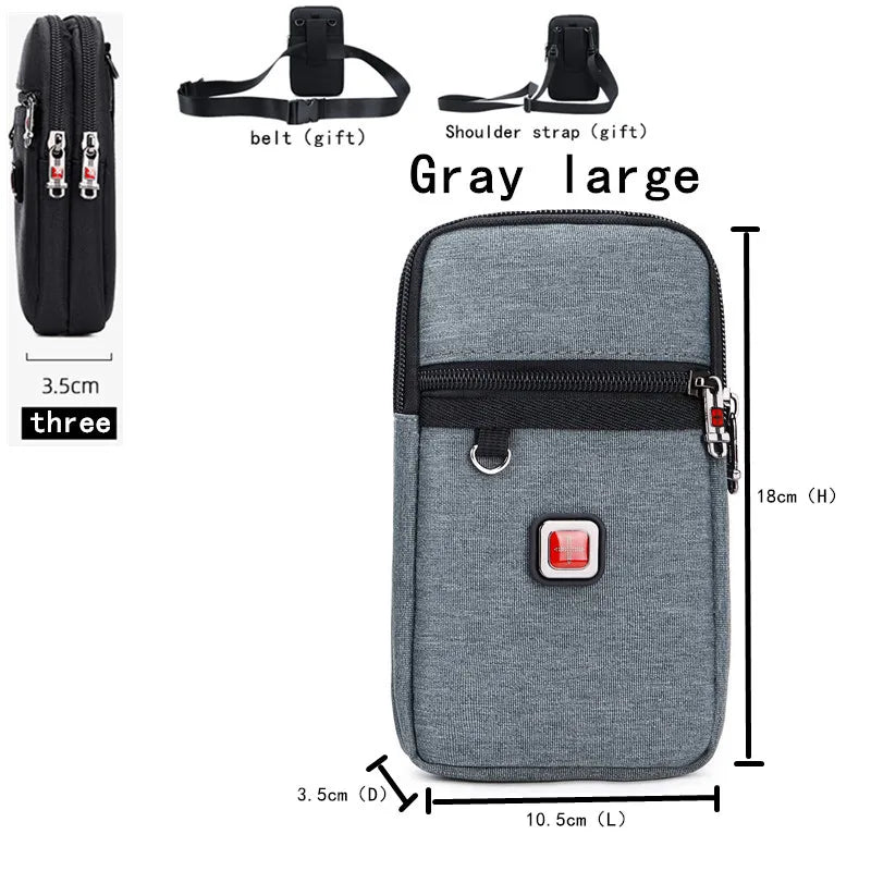 JANGEAR Gaterproof Oxford Cloth Mobile Phone Waist bag Key Coin Wallet Men's Mobile Phone Bag Multi Function Retro Messenger Bag