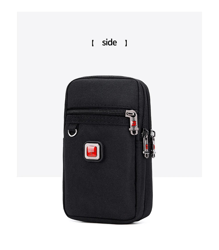 JANGEAR Gaterproof Oxford Cloth Mobile Phone Waist bag Key Coin Wallet Men's Mobile Phone Bag Multi Function Retro Messenger Bag