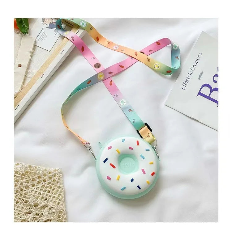 Children Messenger Bags Rainbow Donut Bag Silicone Baby Cartoon Wallet Crossbody Bag for Women Purse and Handbag Сумка Женская