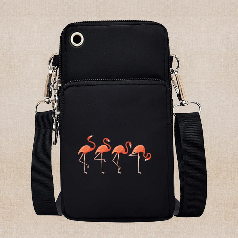 Universal Mobile Phone Case Crossbody for IPhone 13 12 11 Pro Case Flamingo Series Wallet Outdoor Sport Arm Purse Shoulder Bag