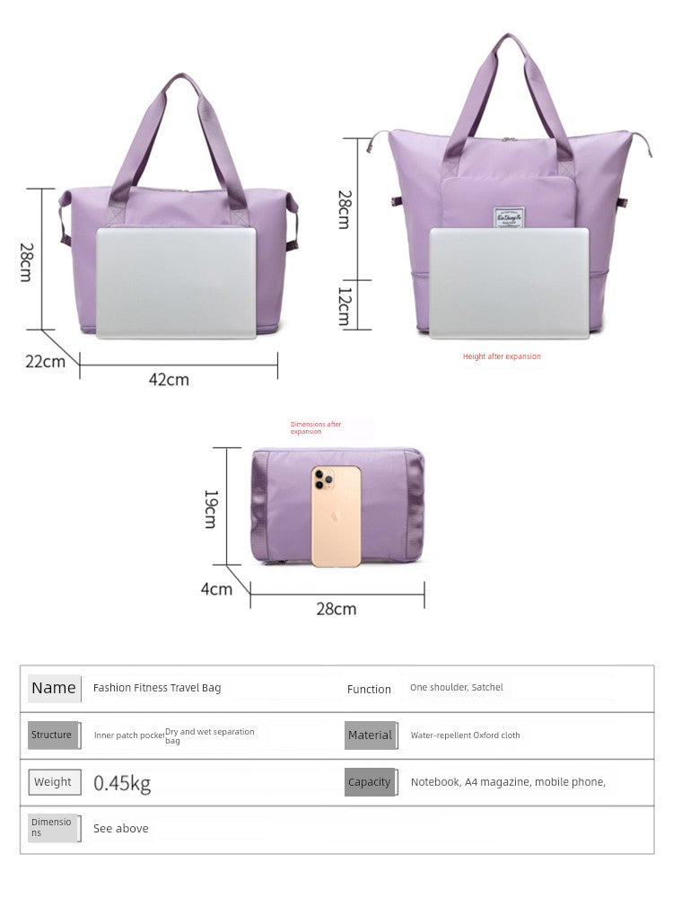 Women's Oversized Trolley Travel Bag Portable Sports