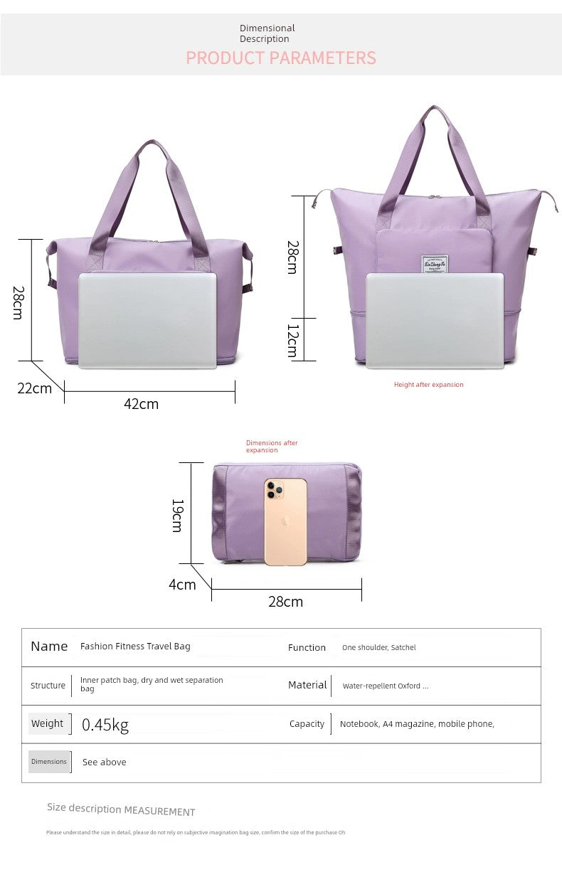 Women's Oversized Trolley Travel Bag Portable Sports