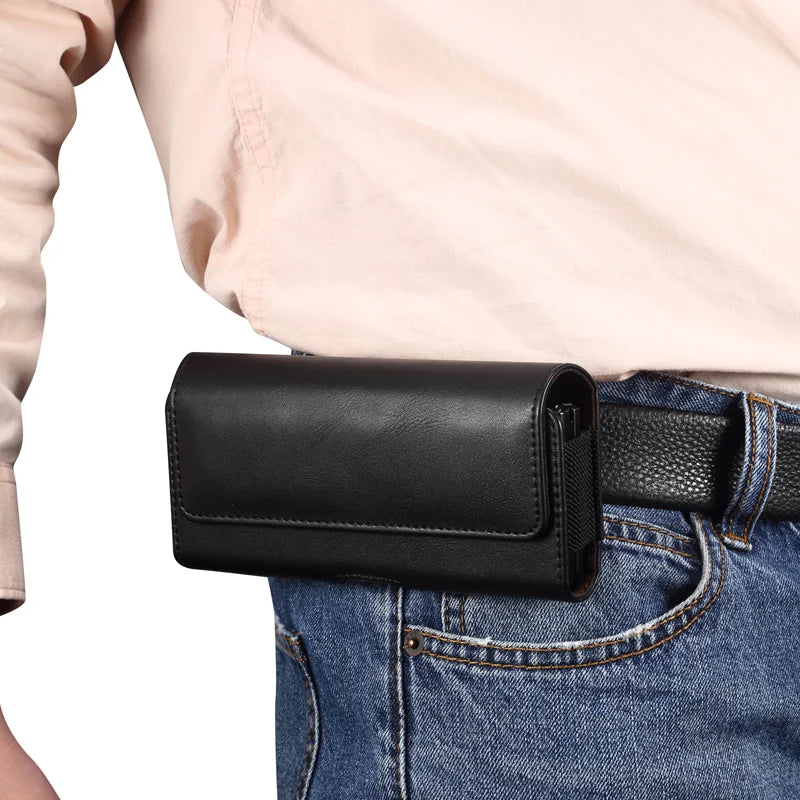 Fashion Leather Clutch Bag Vintage Designer Men's Waist Pack Belt Phone Wallets Small Pouch Fanny Handbags Male Black Coin Purse