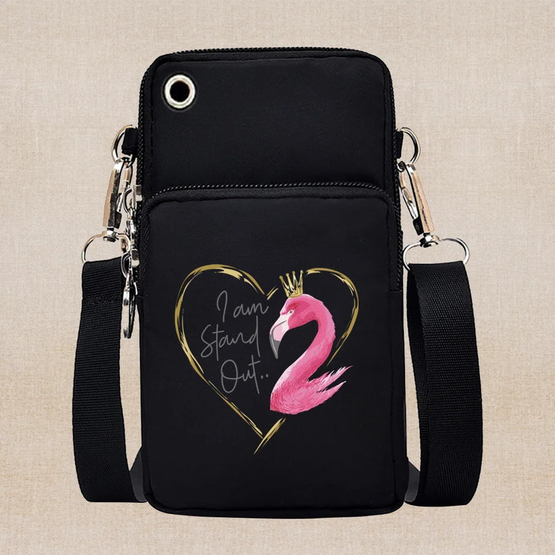 Universal Mobile Phone Case Crossbody for IPhone 13 12 11 Pro Case Flamingo Series Wallet Outdoor Sport Arm Purse Shoulder Bag