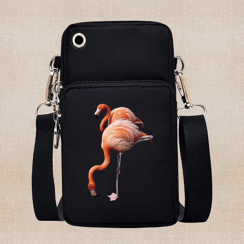 Universal Mobile Phone Case Crossbody for IPhone 13 12 11 Pro Case Flamingo Series Wallet Outdoor Sport Arm Purse Shoulder Bag