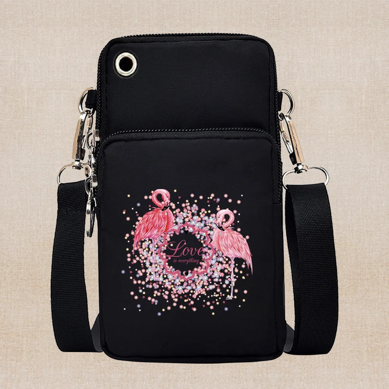 Universal Mobile Phone Case Crossbody for IPhone 13 12 11 Pro Case Flamingo Series Wallet Outdoor Sport Arm Purse Shoulder Bag