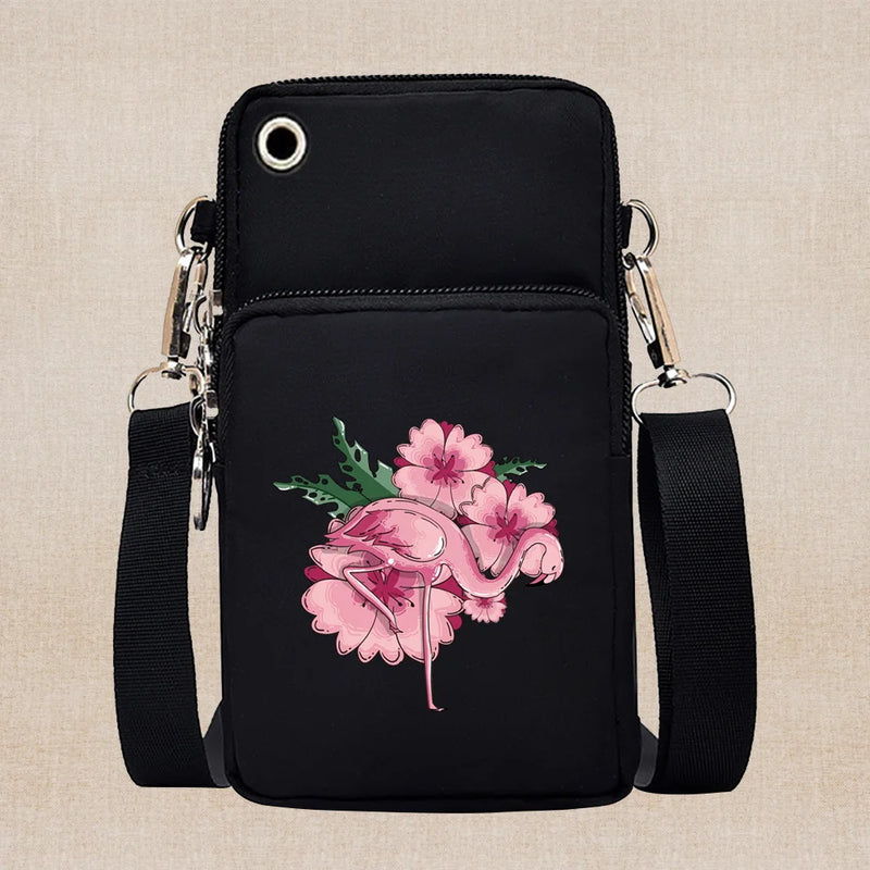 Universal Mobile Phone Case Crossbody for IPhone 13 12 11 Pro Case Flamingo Series Wallet Outdoor Sport Arm Purse Shoulder Bag