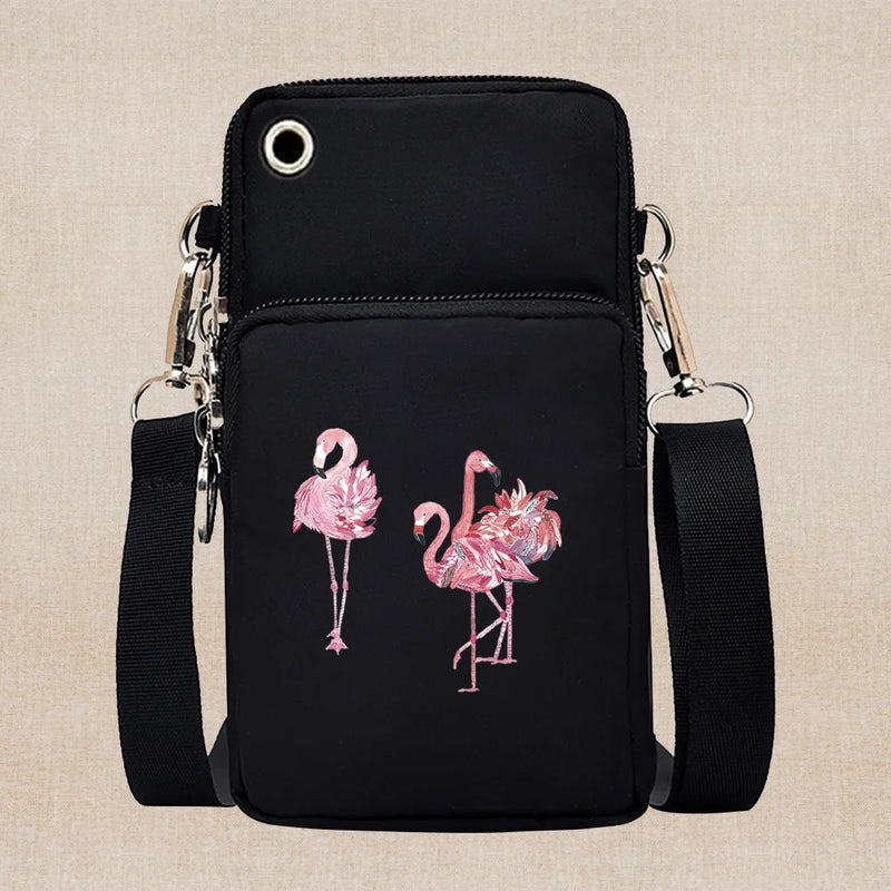 Universal Mobile Phone Case Crossbody for IPhone 13 12 11 Pro Case Flamingo Series Wallet Outdoor Sport Arm Purse Shoulder Bag