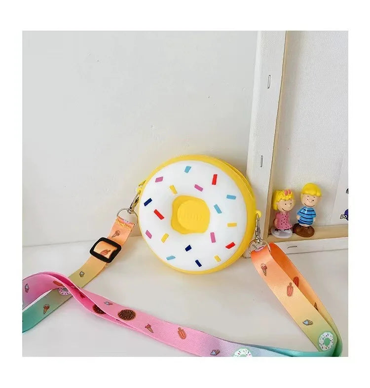 Children Messenger Bags Rainbow Donut Bag Silicone Baby Cartoon Wallet Crossbody Bag for Women Purse and Handbag Сумка Женская