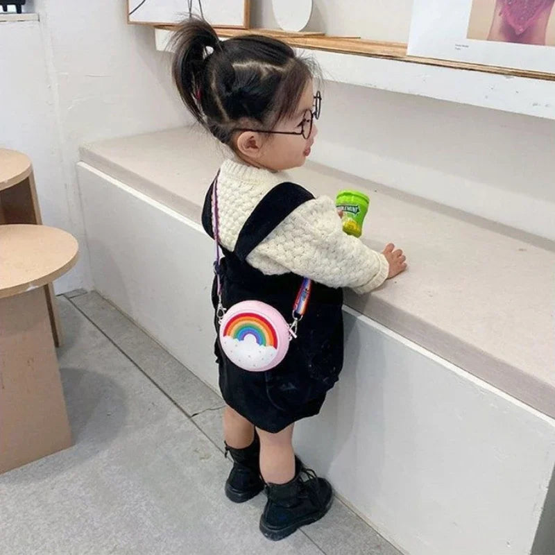 Children Messenger Bags Rainbow Donut Bag Silicone Baby Cartoon Wallet Crossbody Bag for Women Purse and Handbag Сумка Женская