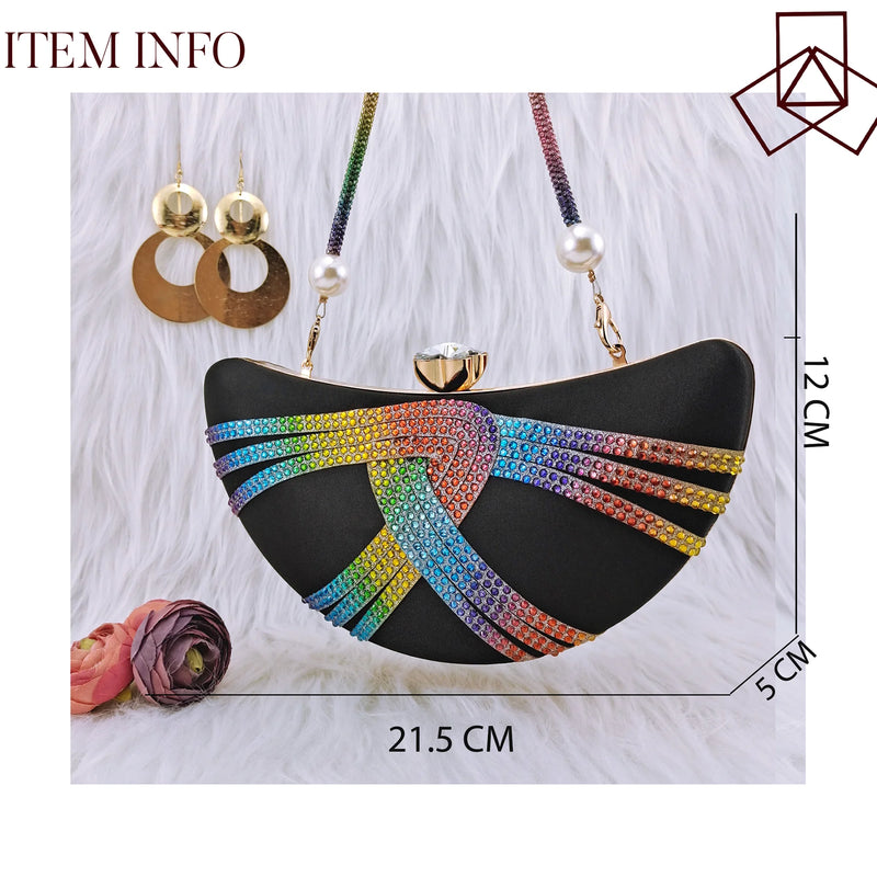 Carol Party Italian Design Blue Unique Moon Women's Bag Nigeria Luxury Brand Fashion Crystal Crossbody Bag Handbag Wallet