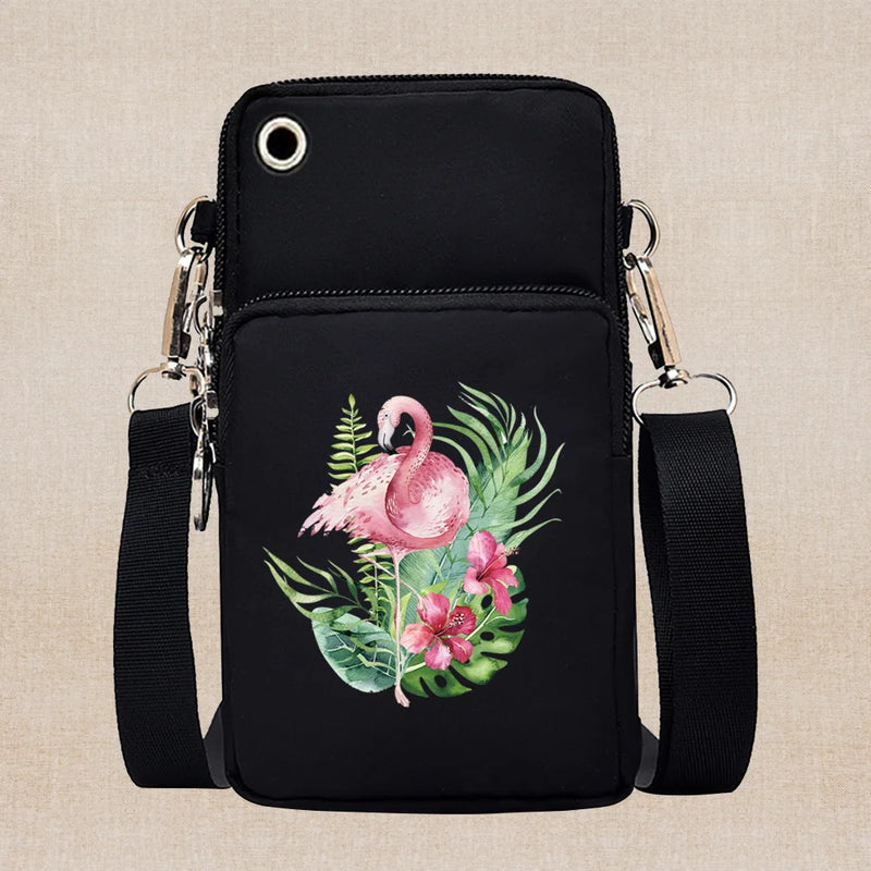 Universal Mobile Phone Case Crossbody for IPhone 13 12 11 Pro Case Flamingo Series Wallet Outdoor Sport Arm Purse Shoulder Bag