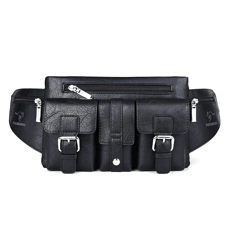 Waist Pack Chest Bag for Man PU Leather Wallet Hip Sack Fanny Pack Cross Shoulder Necessaire Crossbody Side Men'S Belt Bag Male