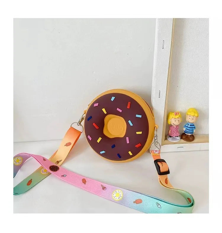 Children Messenger Bags Rainbow Donut Bag Silicone Baby Cartoon Wallet Crossbody Bag for Women Purse and Handbag Сумка Женская