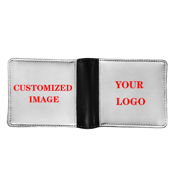 Your OWN Design Brand Logo/Picture Cover Printing Men Women Leather Wallet DIY Custom Credit Card Holder Short Purse