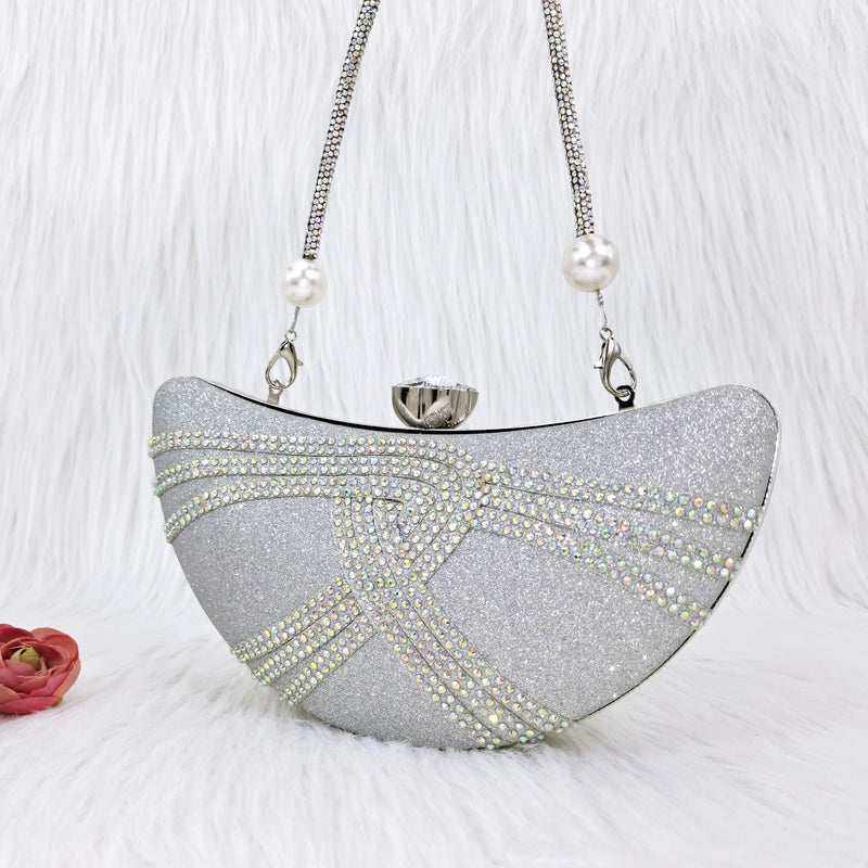 Carol Party Italian Design Blue Unique Moon Women's Bag Nigeria Luxury Brand Fashion Crystal Crossbody Bag Handbag Wallet