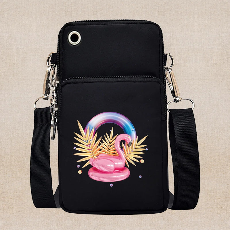 Universal Mobile Phone Case Crossbody for IPhone 13 12 11 Pro Case Flamingo Series Wallet Outdoor Sport Arm Purse Shoulder Bag