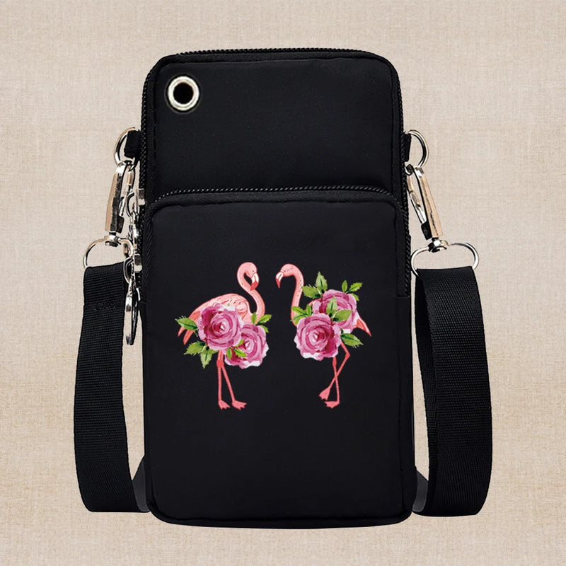 Universal Mobile Phone Case Crossbody for IPhone 13 12 11 Pro Case Flamingo Series Wallet Outdoor Sport Arm Purse Shoulder Bag