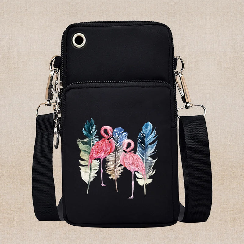 Universal Mobile Phone Case Crossbody for IPhone 13 12 11 Pro Case Flamingo Series Wallet Outdoor Sport Arm Purse Shoulder Bag