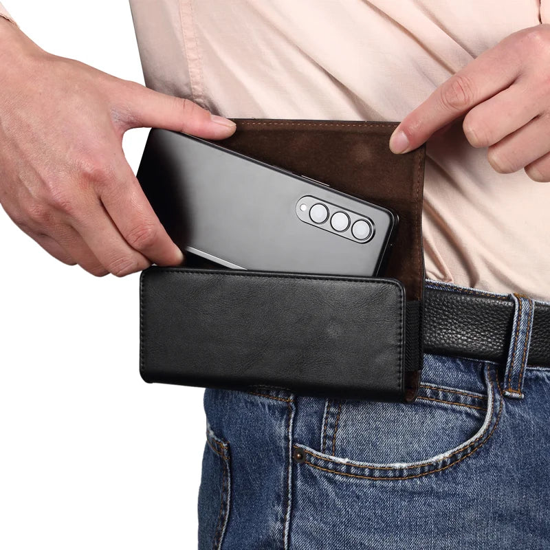 Fashion Leather Clutch Bag Vintage Designer Men's Waist Pack Belt Phone Wallets Small Pouch Fanny Handbags Male Black Coin Purse