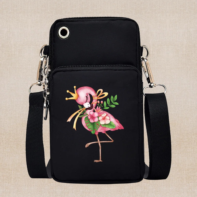 Universal Mobile Phone Case Crossbody for IPhone 13 12 11 Pro Case Flamingo Series Wallet Outdoor Sport Arm Purse Shoulder Bag