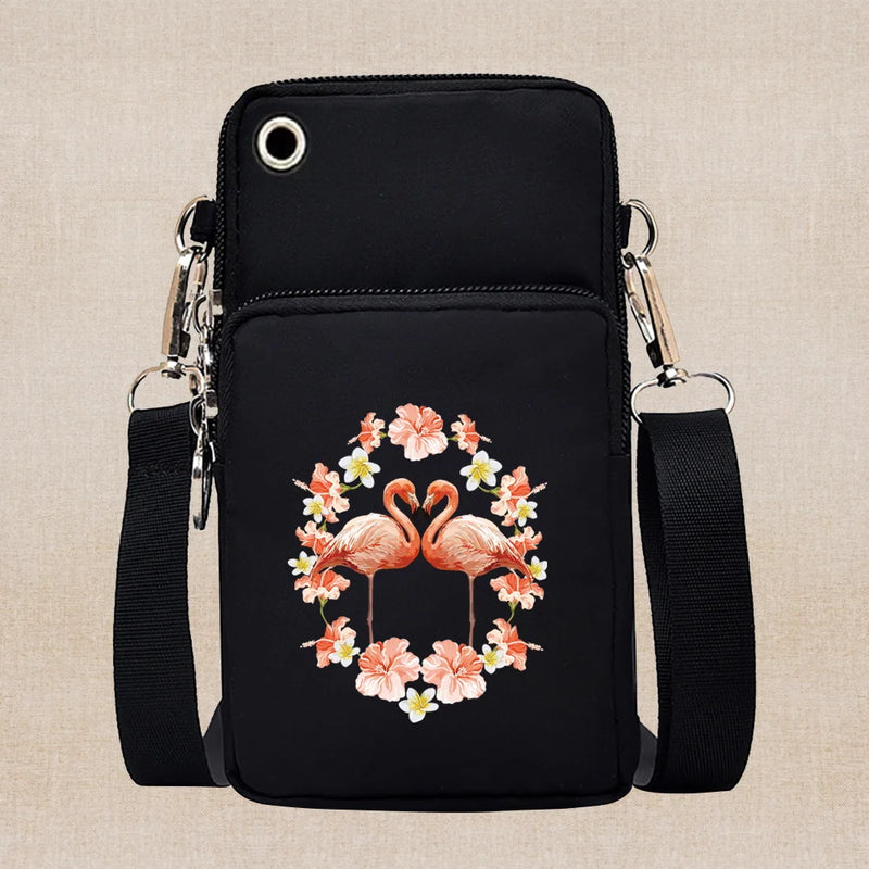 Universal Mobile Phone Case Crossbody for IPhone 13 12 11 Pro Case Flamingo Series Wallet Outdoor Sport Arm Purse Shoulder Bag