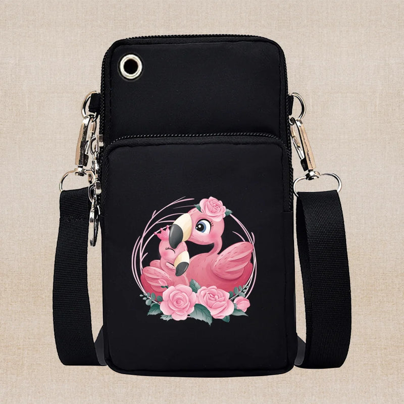 Universal Mobile Phone Case Crossbody for IPhone 13 12 11 Pro Case Flamingo Series Wallet Outdoor Sport Arm Purse Shoulder Bag