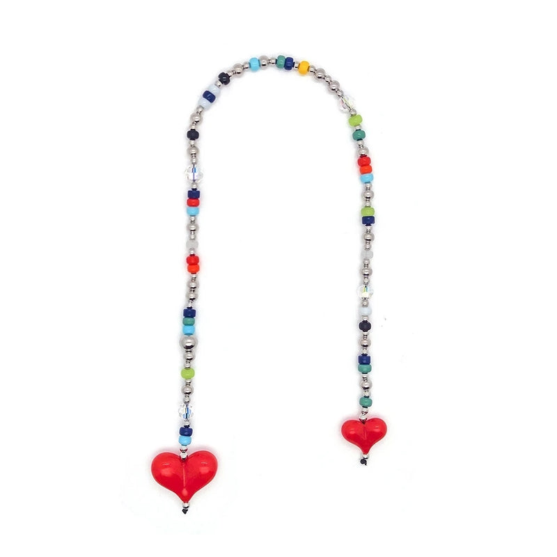 HERLOOK Heart Bag Charms for Women Colorful Beads Chain Fashion Bag Charm Y2K Accessories Jewelry