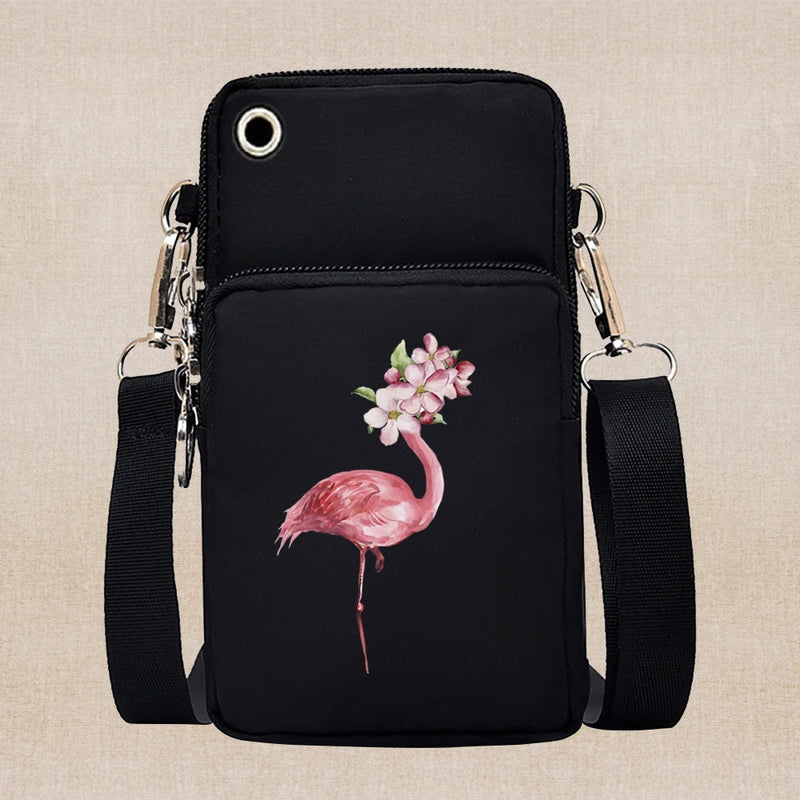 Universal Mobile Phone Case Crossbody for IPhone 13 12 11 Pro Case Flamingo Series Wallet Outdoor Sport Arm Purse Shoulder Bag