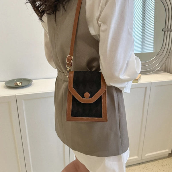 Patchwork Contrast Color Cellphone Bag New Vintage Casual Purses Women Elegant Handbags Fashion Mini Shoulder Crossbody Bags Y2k