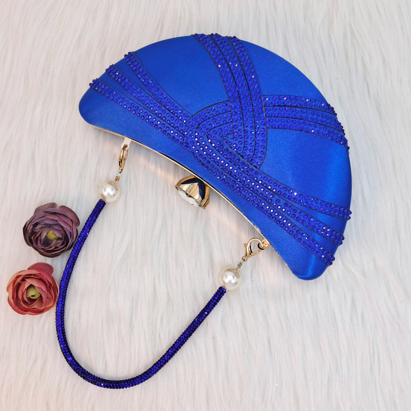 Carol Party Italian Design Blue Unique Moon Women's Bag Nigeria Luxury Brand Fashion Crystal Crossbody Bag Handbag Wallet