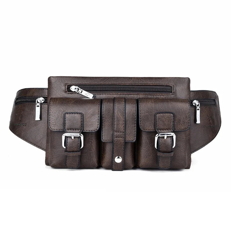 Waist Pack Chest Bag for Man PU Leather Wallet Hip Sack Fanny Pack Cross Shoulder Necessaire Crossbody Side Men'S Belt Bag Male