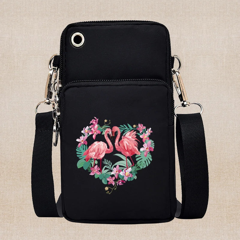 Universal Mobile Phone Case Crossbody for IPhone 13 12 11 Pro Case Flamingo Series Wallet Outdoor Sport Arm Purse Shoulder Bag