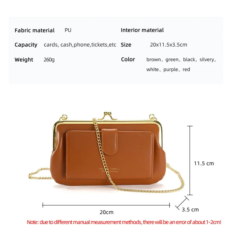 2024 New Shoulder Crossbody Bag Women's Chain Multi-function Wallet Mobile Phone Bag card Holder Money Coin Clip bag