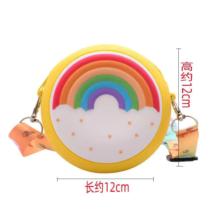 Children Messenger Bags Rainbow Donut Bag Silicone Baby Cartoon Wallet Crossbody Bag for Women Purse and Handbag Сумка Женская