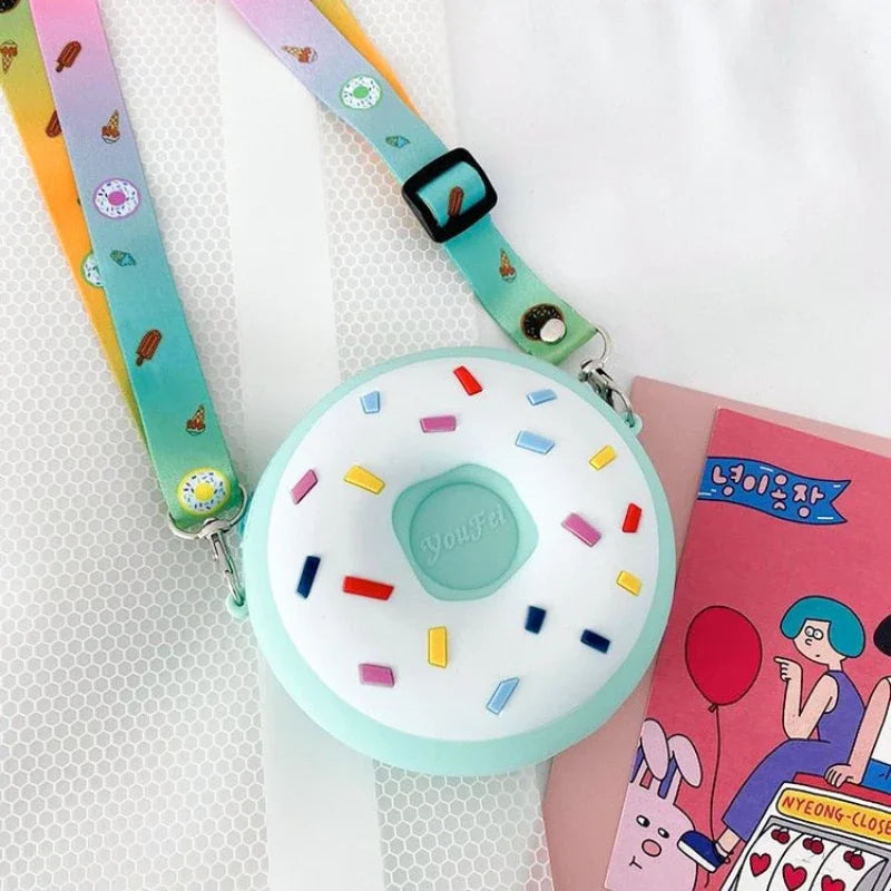 Children Messenger Bags Rainbow Donut Bag Silicone Baby Cartoon Wallet Crossbody Bag for Women Purse and Handbag Сумка Женская