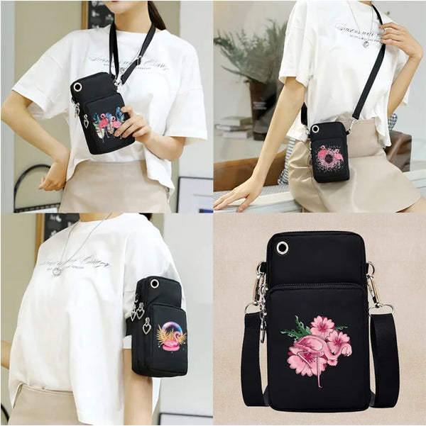 Universal Mobile Phone Case Crossbody for IPhone 13 12 11 Pro Case Flamingo Series Wallet Outdoor Sport Arm Purse Shoulder Bag