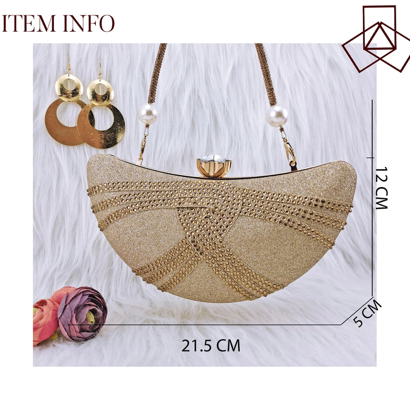 Carol Party Italian Design Blue Unique Moon Women's Bag Nigeria Luxury Brand Fashion Crystal Crossbody Bag Handbag Wallet