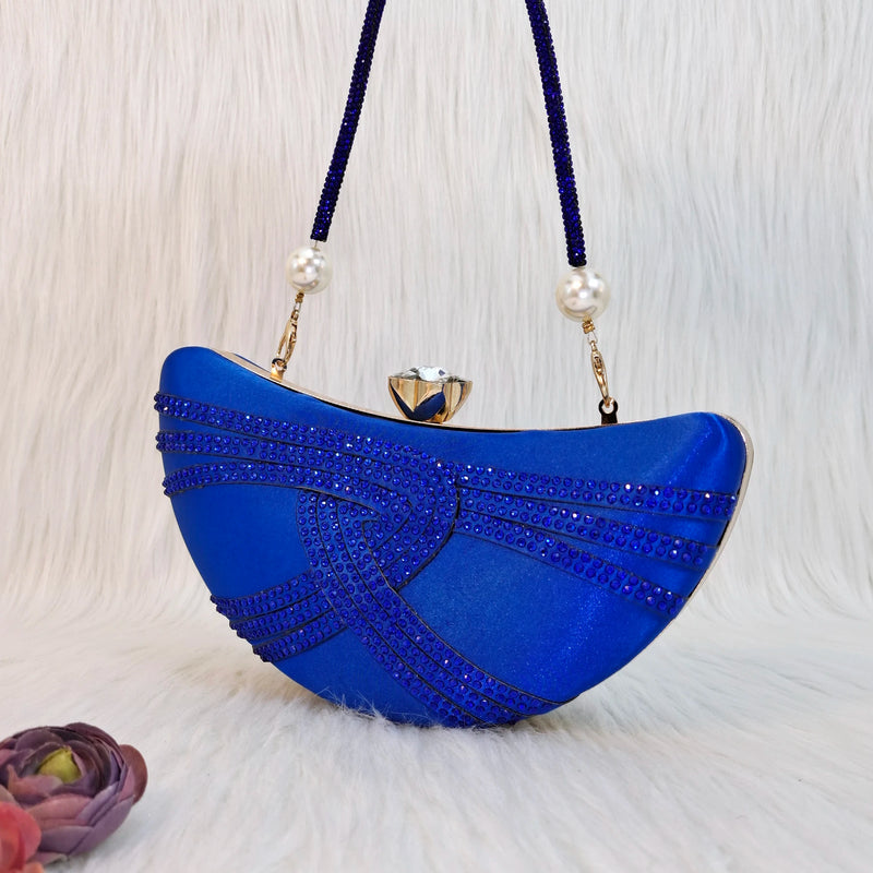 Carol Party Italian Design Blue Unique Moon Women's Bag Nigeria Luxury Brand Fashion Crystal Crossbody Bag Handbag Wallet