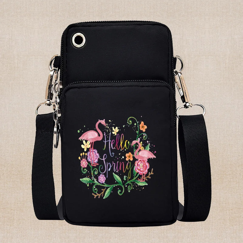 Universal Mobile Phone Case Crossbody for IPhone 13 12 11 Pro Case Flamingo Series Wallet Outdoor Sport Arm Purse Shoulder Bag