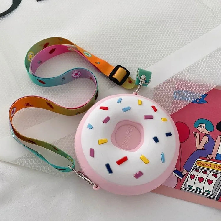 Children Messenger Bags Rainbow Donut Bag Silicone Baby Cartoon Wallet Crossbody Bag for Women Purse and Handbag Сумка Женская