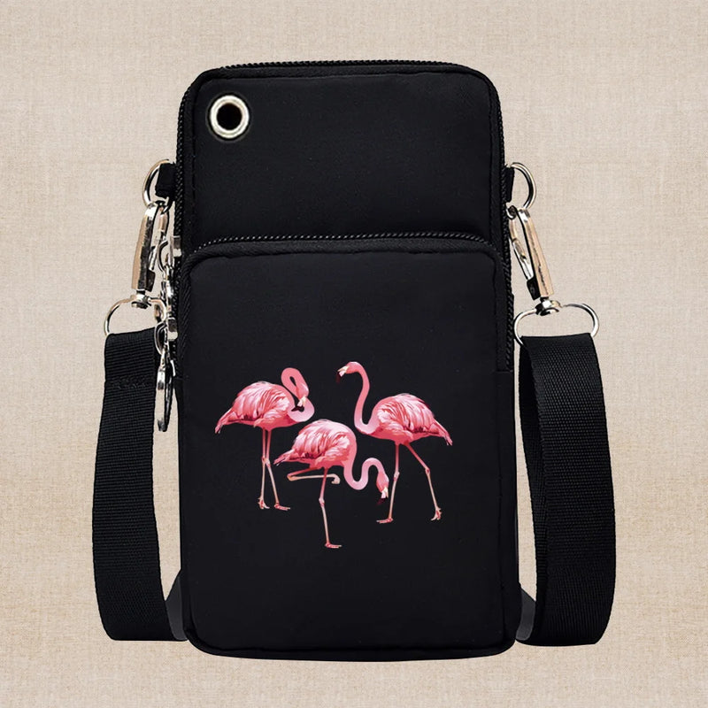 Universal Mobile Phone Case Crossbody for IPhone 13 12 11 Pro Case Flamingo Series Wallet Outdoor Sport Arm Purse Shoulder Bag