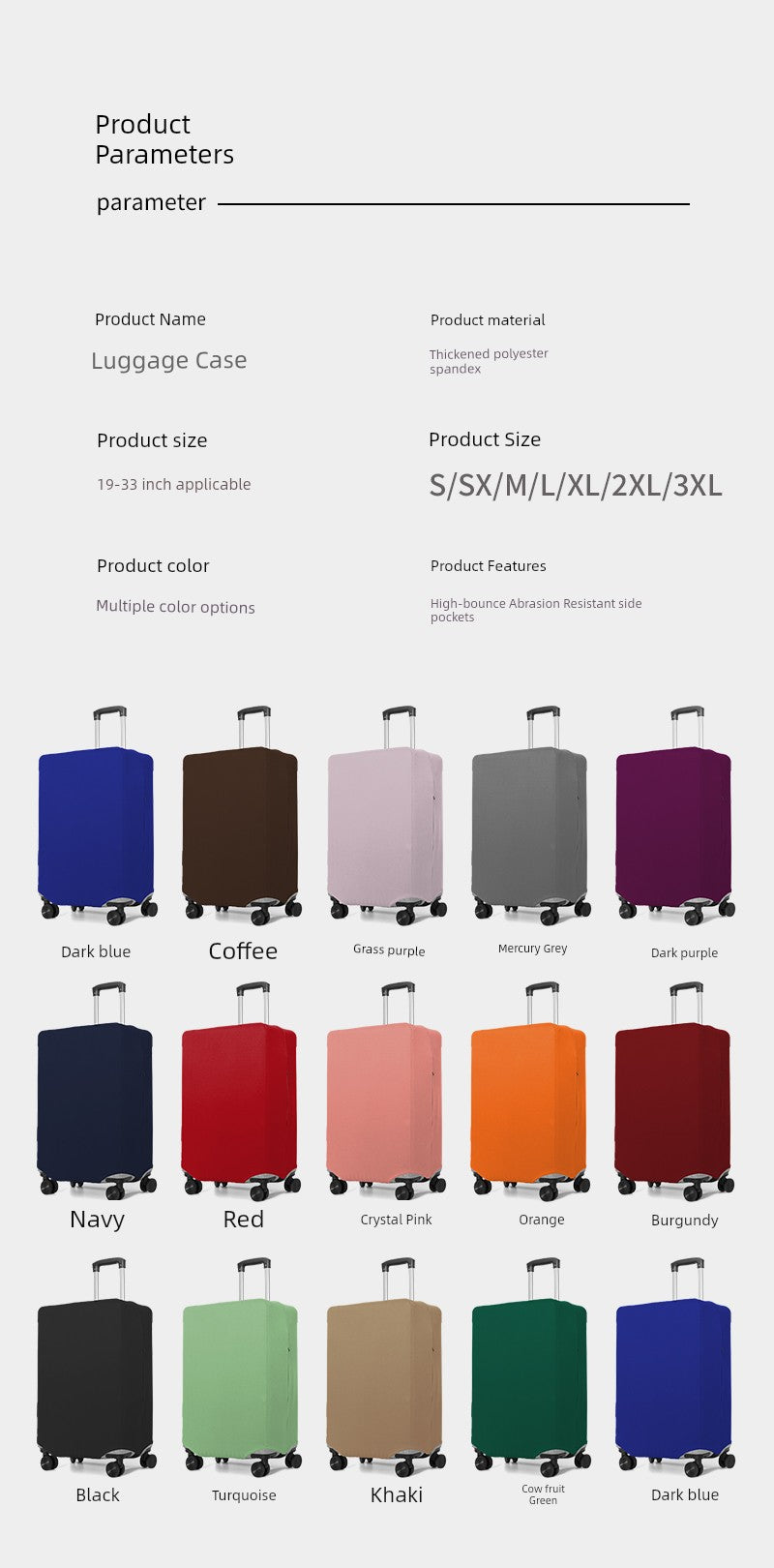 Elastic Thickening and Wear-Resistant Dust Cover Protective Cover Luggage