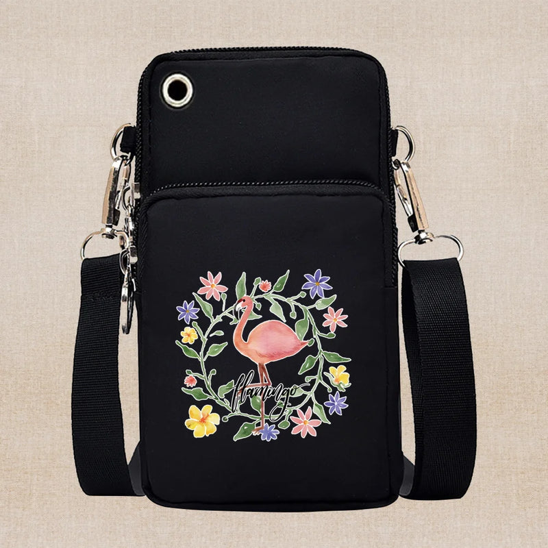 Universal Mobile Phone Case Crossbody for IPhone 13 12 11 Pro Case Flamingo Series Wallet Outdoor Sport Arm Purse Shoulder Bag