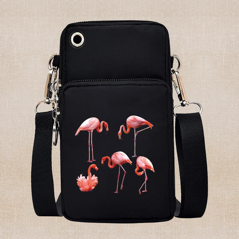 Universal Mobile Phone Case Crossbody for IPhone 13 12 11 Pro Case Flamingo Series Wallet Outdoor Sport Arm Purse Shoulder Bag