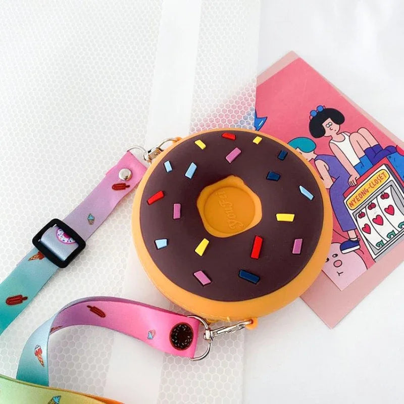 Children Messenger Bags Rainbow Donut Bag Silicone Baby Cartoon Wallet Crossbody Bag for Women Purse and Handbag Сумка Женская