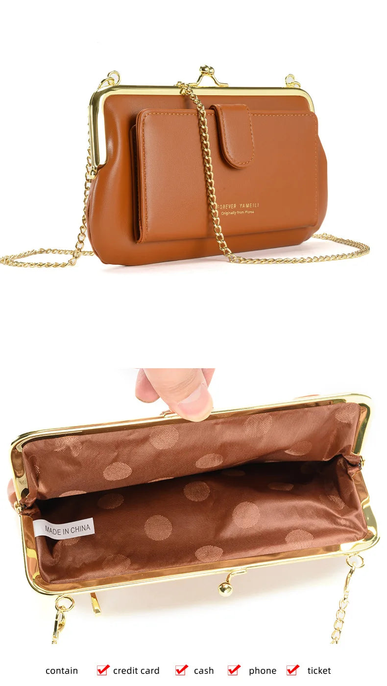 2024 New Shoulder Crossbody Bag Women's Chain Multi-function Wallet Mobile Phone Bag card Holder Money Coin Clip bag