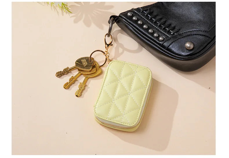 Lipstick Bag Genuine Leather Makeup Case Mini Purse Organizer Women Cosmetic Bag Mirror Lipstick Pocket Coin Wallet