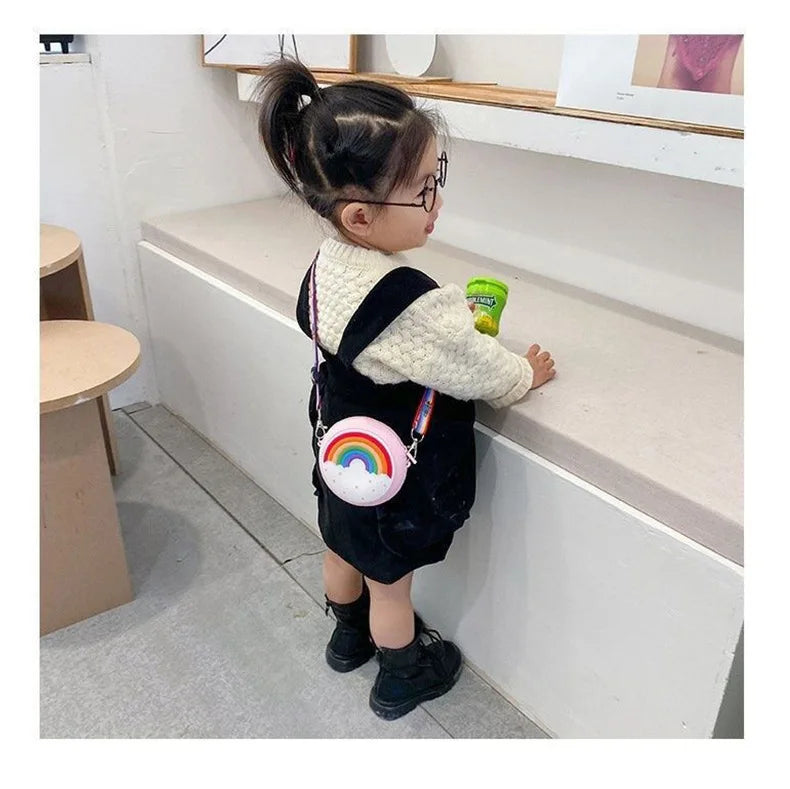 Children Messenger Bags Rainbow Donut Bag Silicone Baby Cartoon Wallet Crossbody Bag for Women Purse and Handbag Сумка Женская