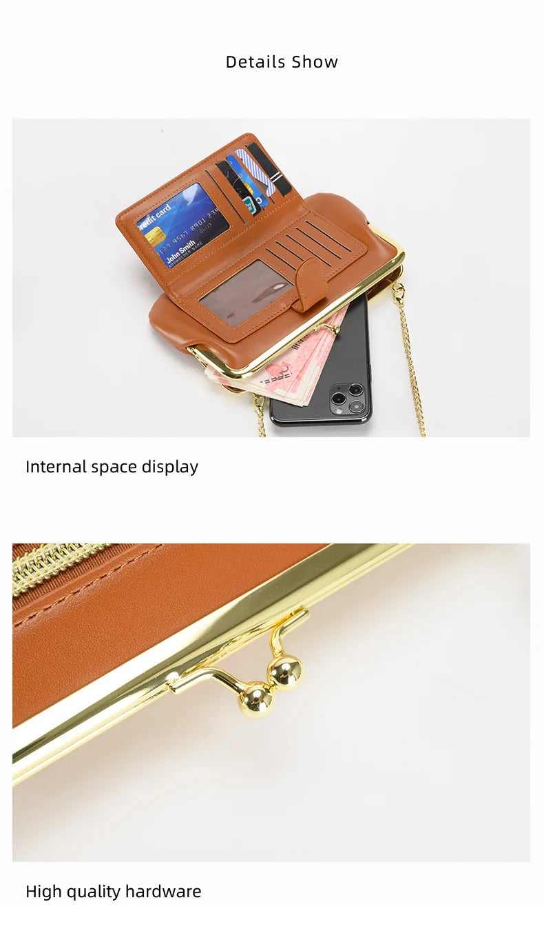 2024 New Shoulder Crossbody Bag Women's Chain Multi-function Wallet Mobile Phone Bag card Holder Money Coin Clip bag